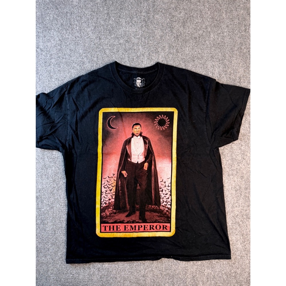 Rock Rebel Bela Lugosi Dracula Tarot Card Shirt XL‎ Black Cotton Graphic Tee USA